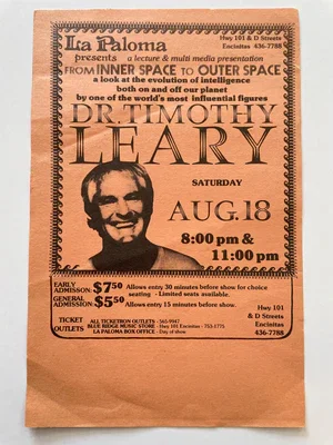 Dr. Timothy Leary 'From Inner Space to Outer Space' Lecture Handbill