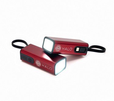 HALO Set of 2 4.4k mAh Power Banks w/ Flashlight & Built in Cable