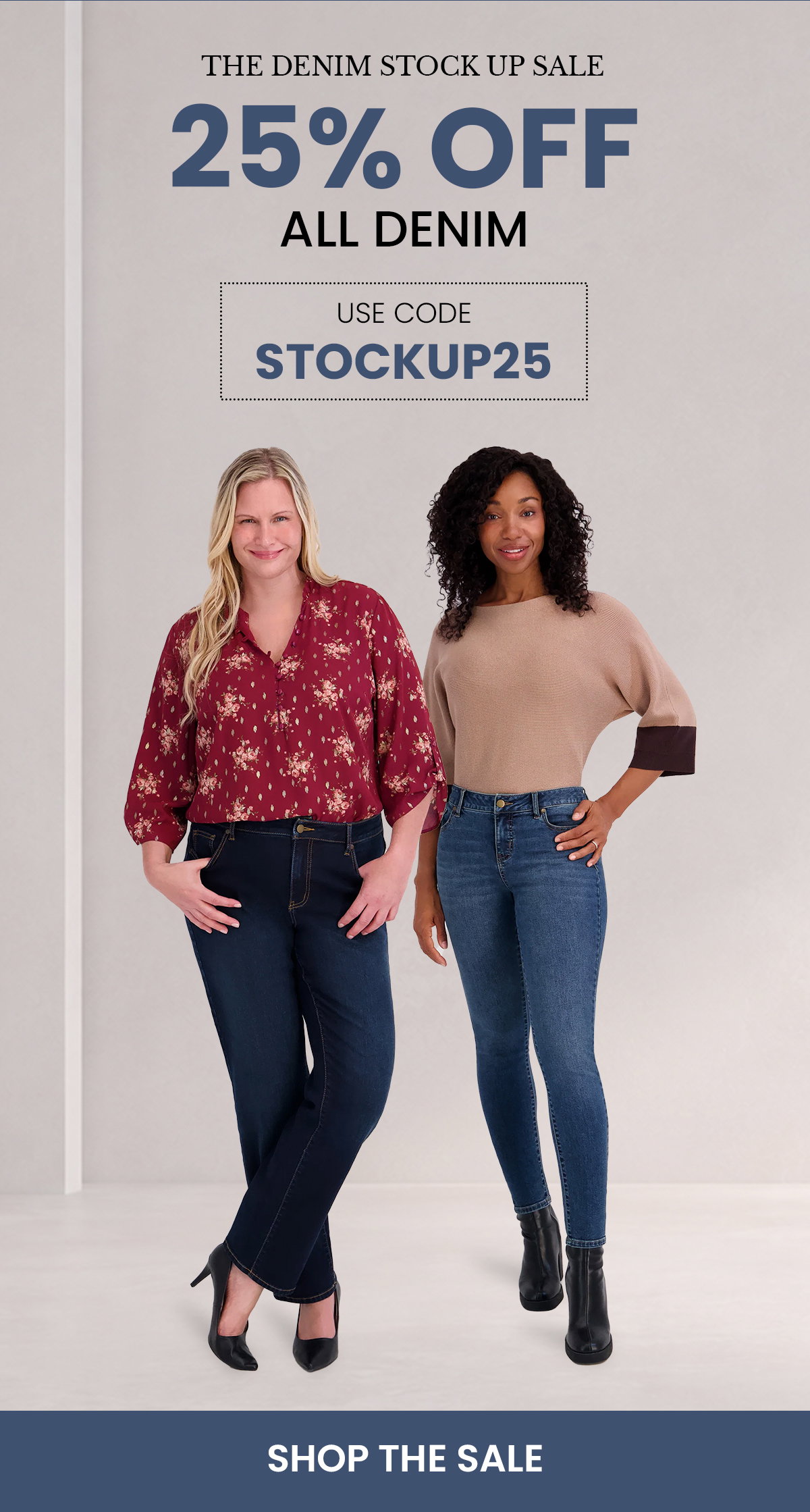 The denim stock up sale 25% off with code STOCKUP25