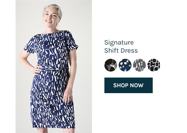 Signature shift dress. Shop now.