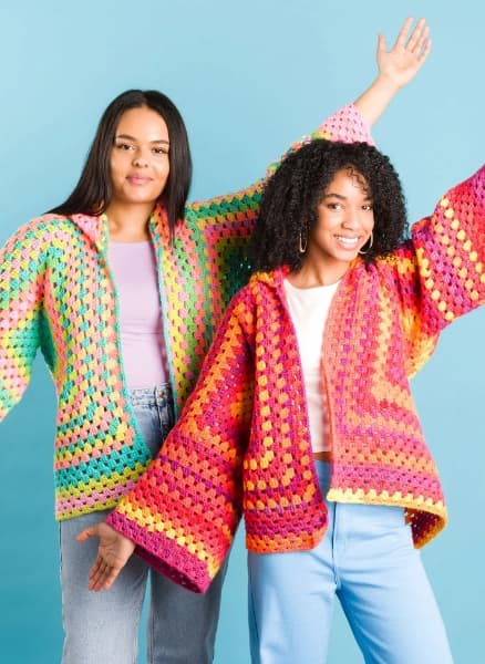 Free Crochet Long Hooded Hexi Cardi Pattern