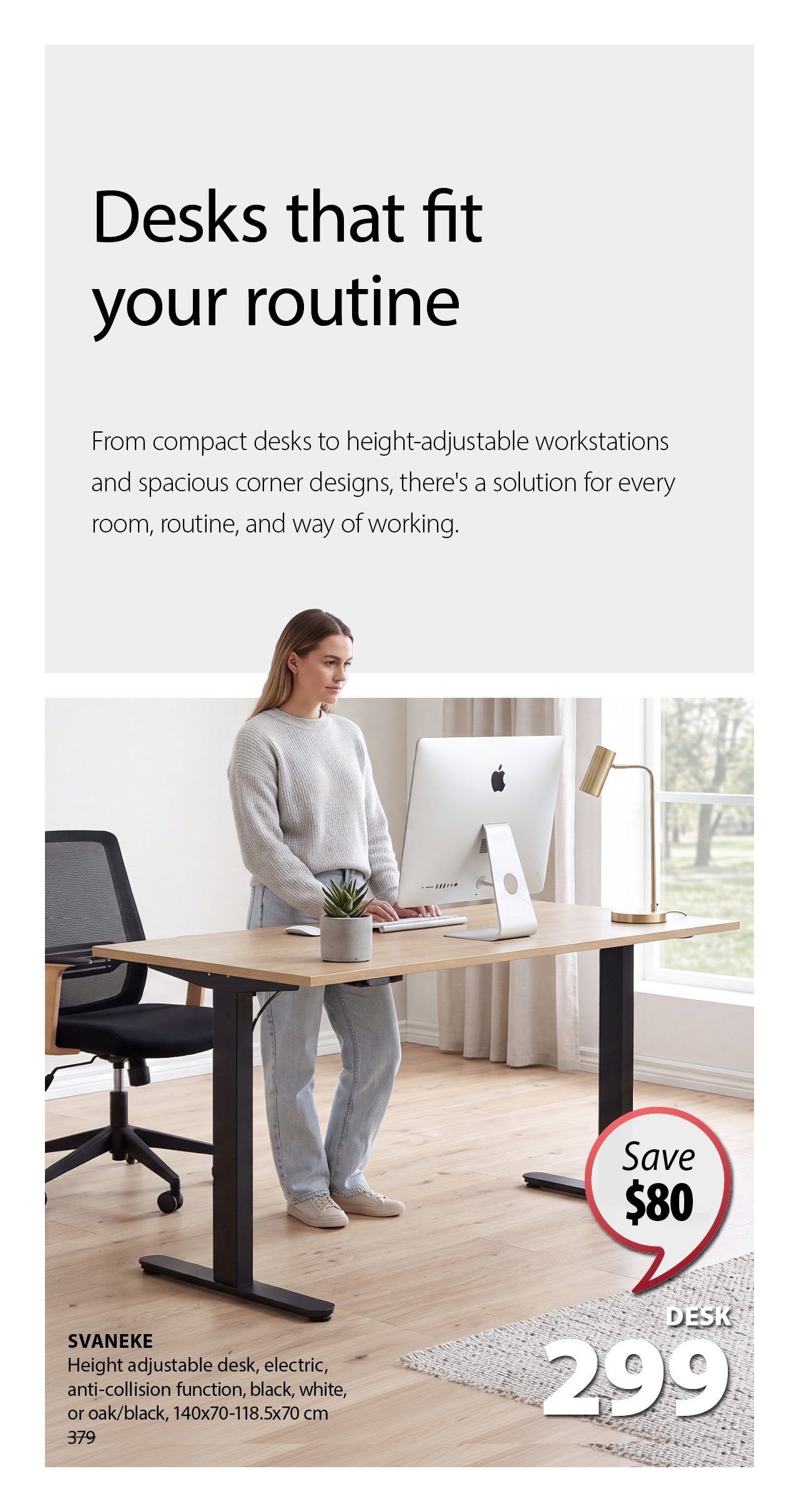 SVANEKE Desk Height adjustable desk | Save $80 