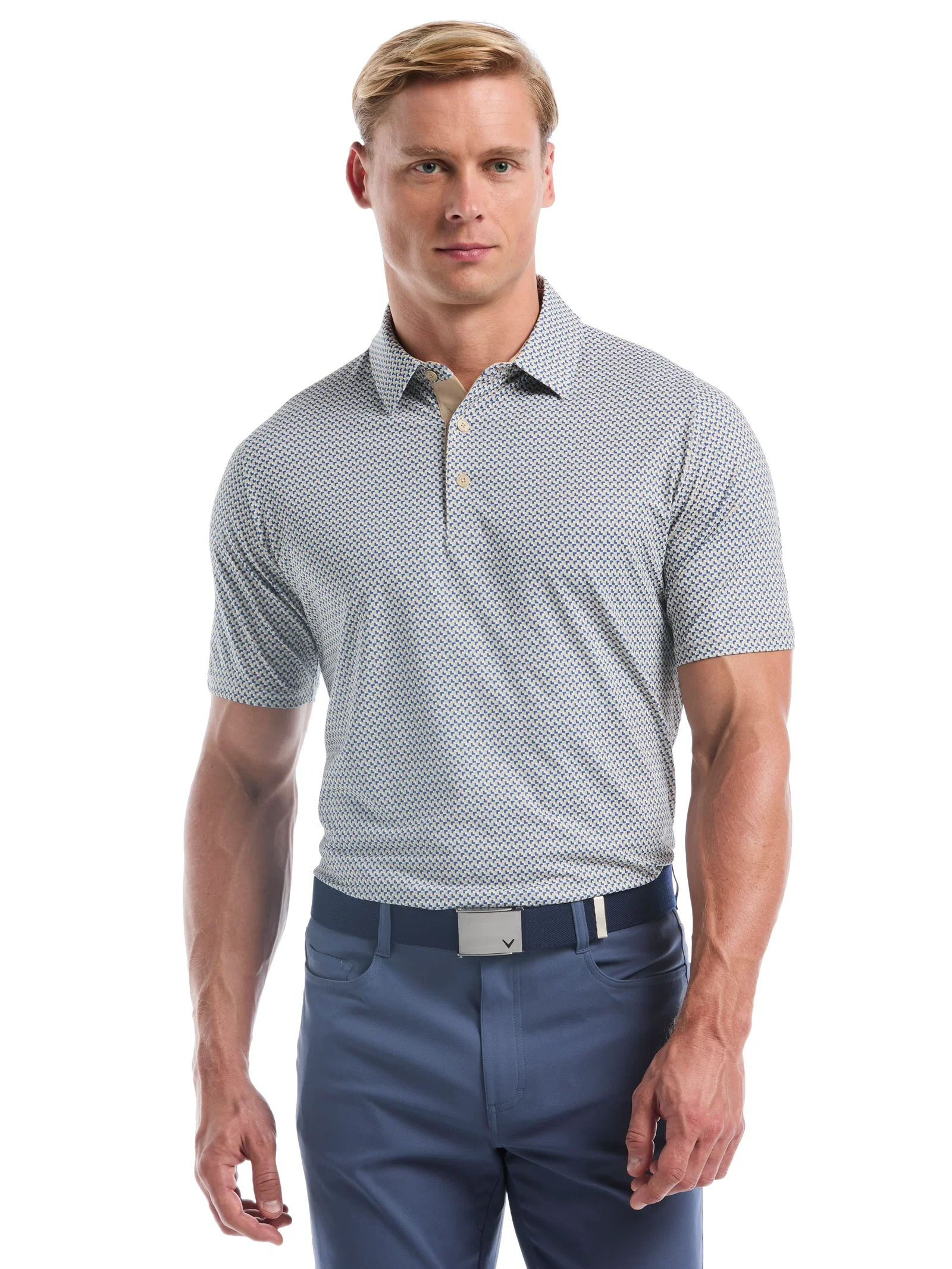 Mens Blocked Chevron All Over Print Polo - Fields Of Rye Mens Blocked Chevron All Over Print Polo - Fields Of Rye