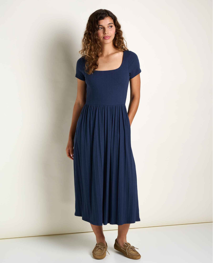 Rosalie Midi Dress in True Navy Texture