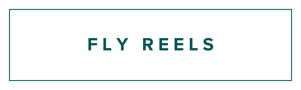 Teal box with teal 'fly reels' text inside