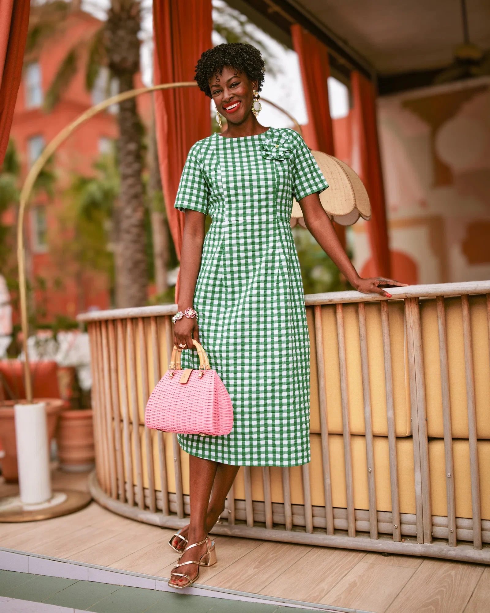 Image of Michelle Gingham Midi Dress - Green