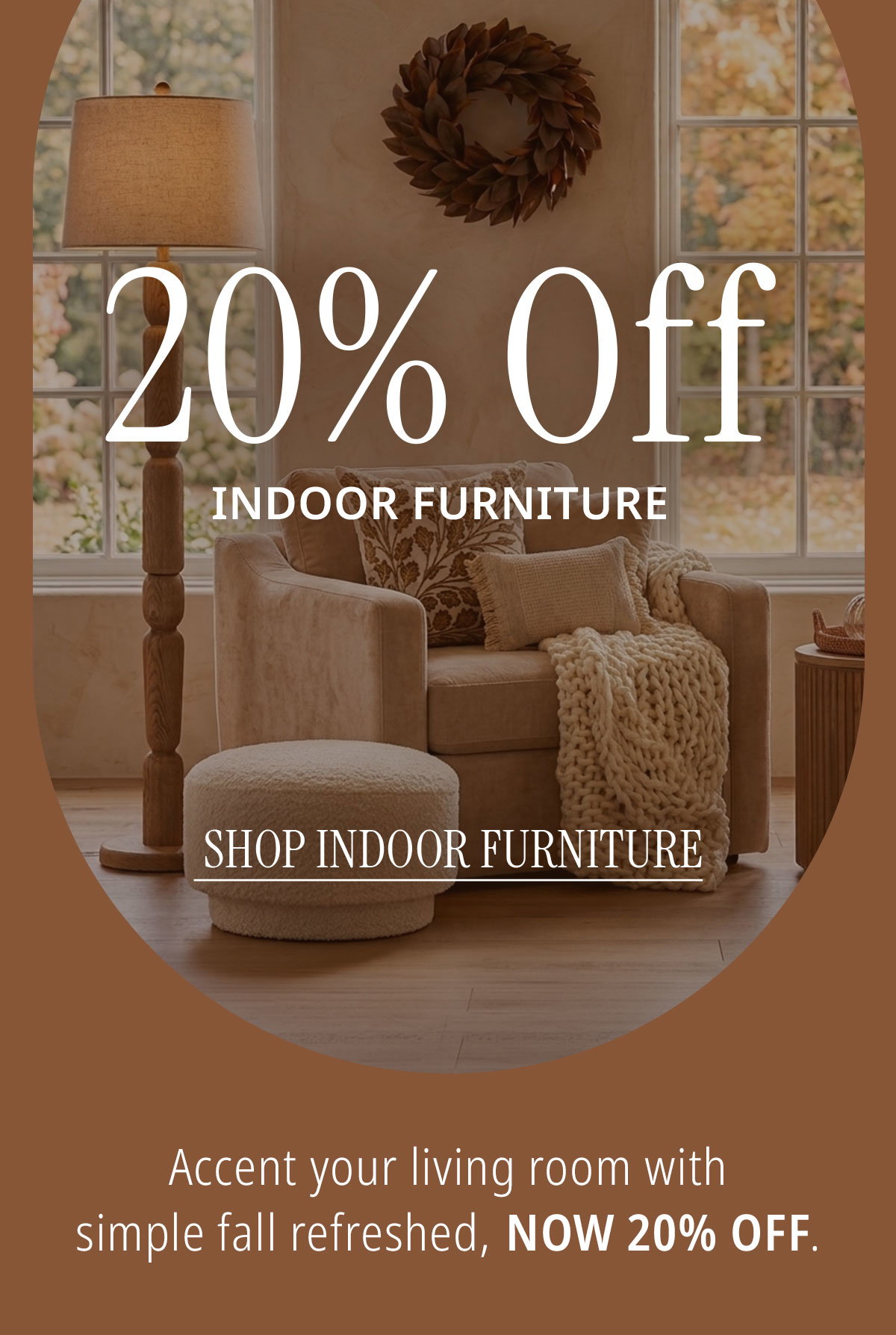 20% off indoor furniture