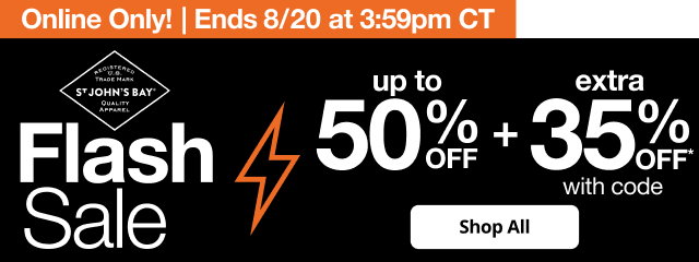 Online Only! | Ends 8/20 at 3:59pm CST | St. John's Bay Flash Sale | up to 50% OFF + extra 35% OFF* with code | Shop All