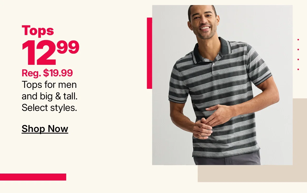$12.99 tops for men and big & tall