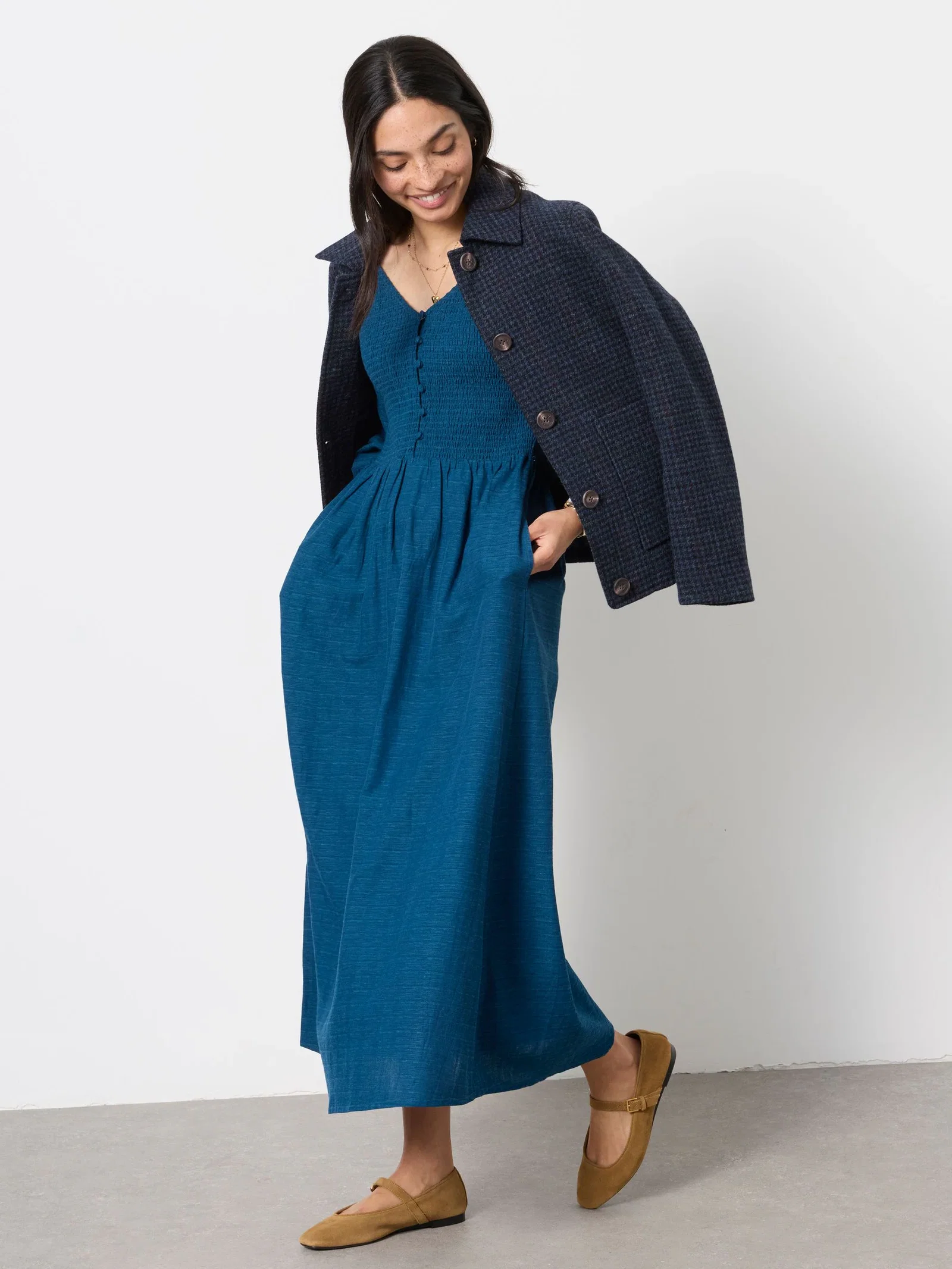 FatFace Adele Blue Midi Dress