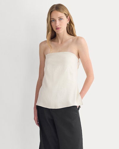 Image | Model | Tube Top in Stretch Linen | Birch