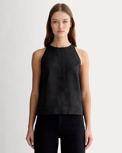 Image | Model | Square Tank in Stretch Linen | Black