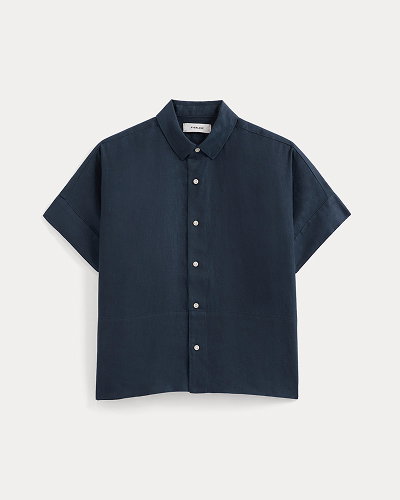 Image | The Boxy Shirt in Linen | Navy