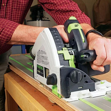 Running circular saw along a track