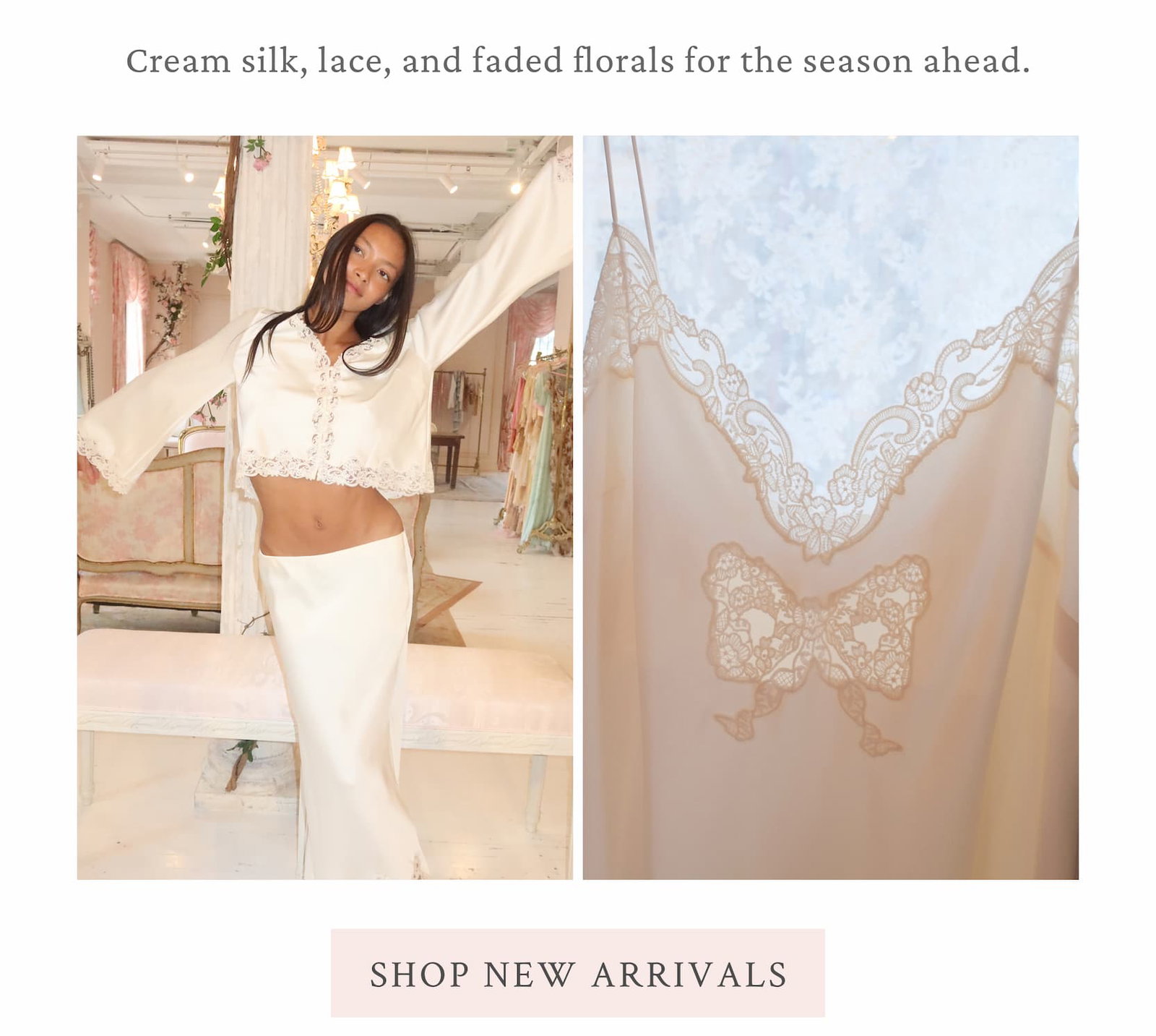 Cream silk and alpaca for the season ahead.  <SHOP NEW ARRIVALS>