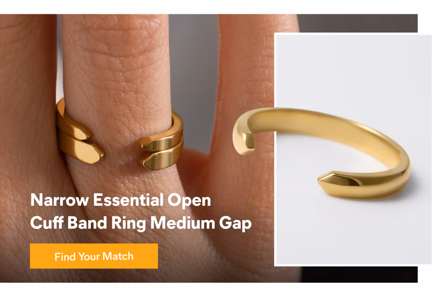 Narrow Essential Open Cuff Band Ring Medium Gap