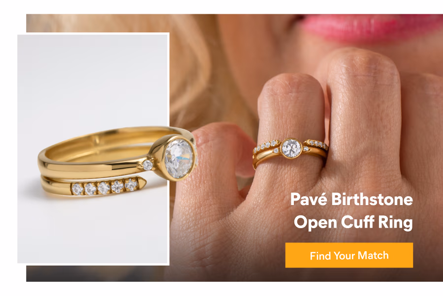 Pavé Birthstone Open Cuff Ring