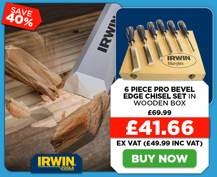 Irwin Marples M750 6 Piece Pro Bevel Edge Chisel Set in Wooden Box