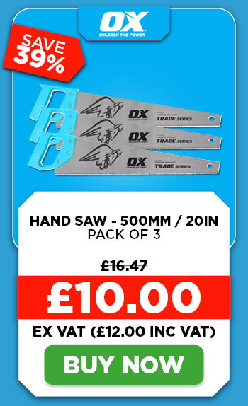 OX Trade T130950 Hand Saw - 500mm / 20in - Pack of 3