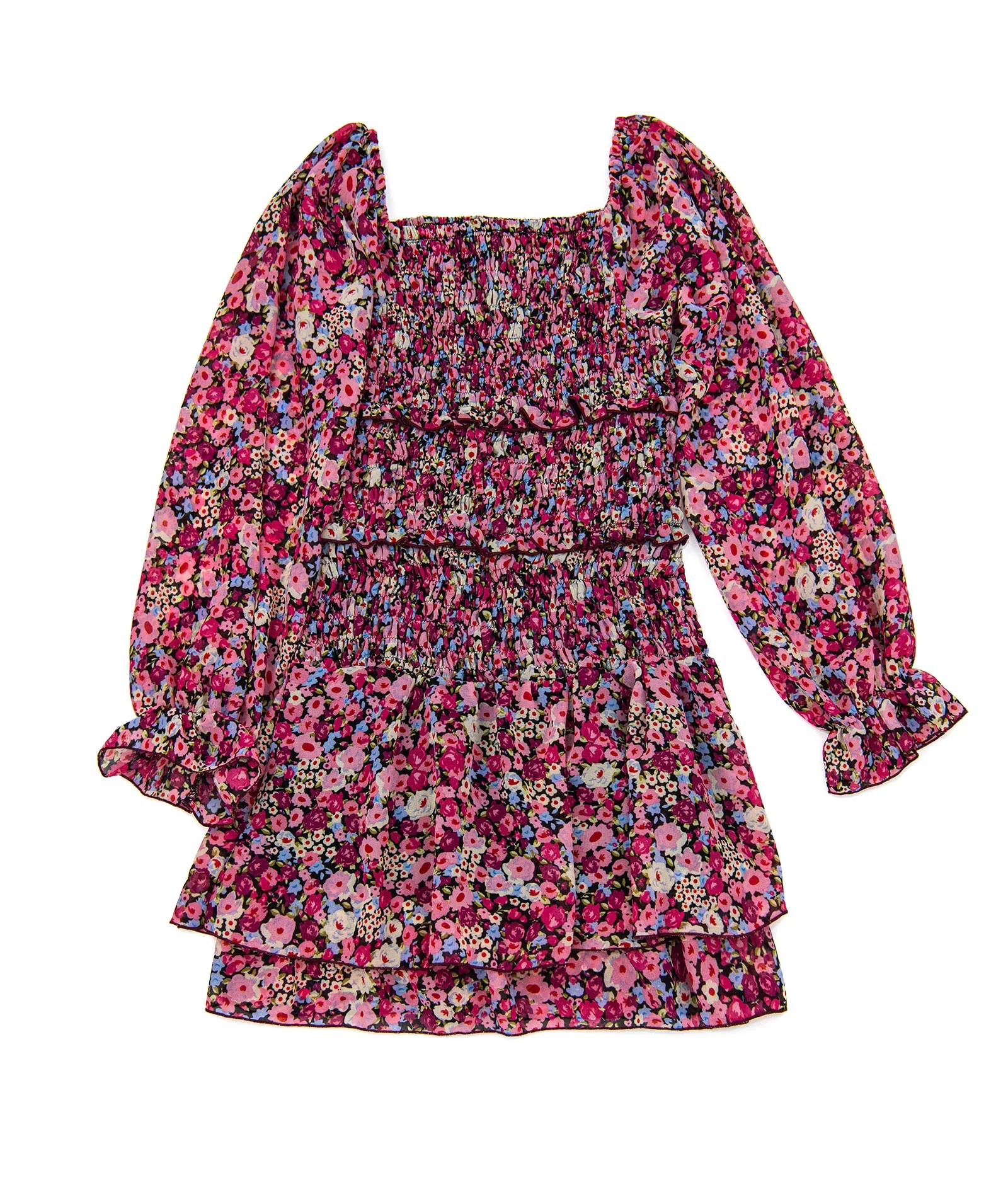 Image of FBZ Girls Vienna Pink/Burgundy Floral Chiffon Dress