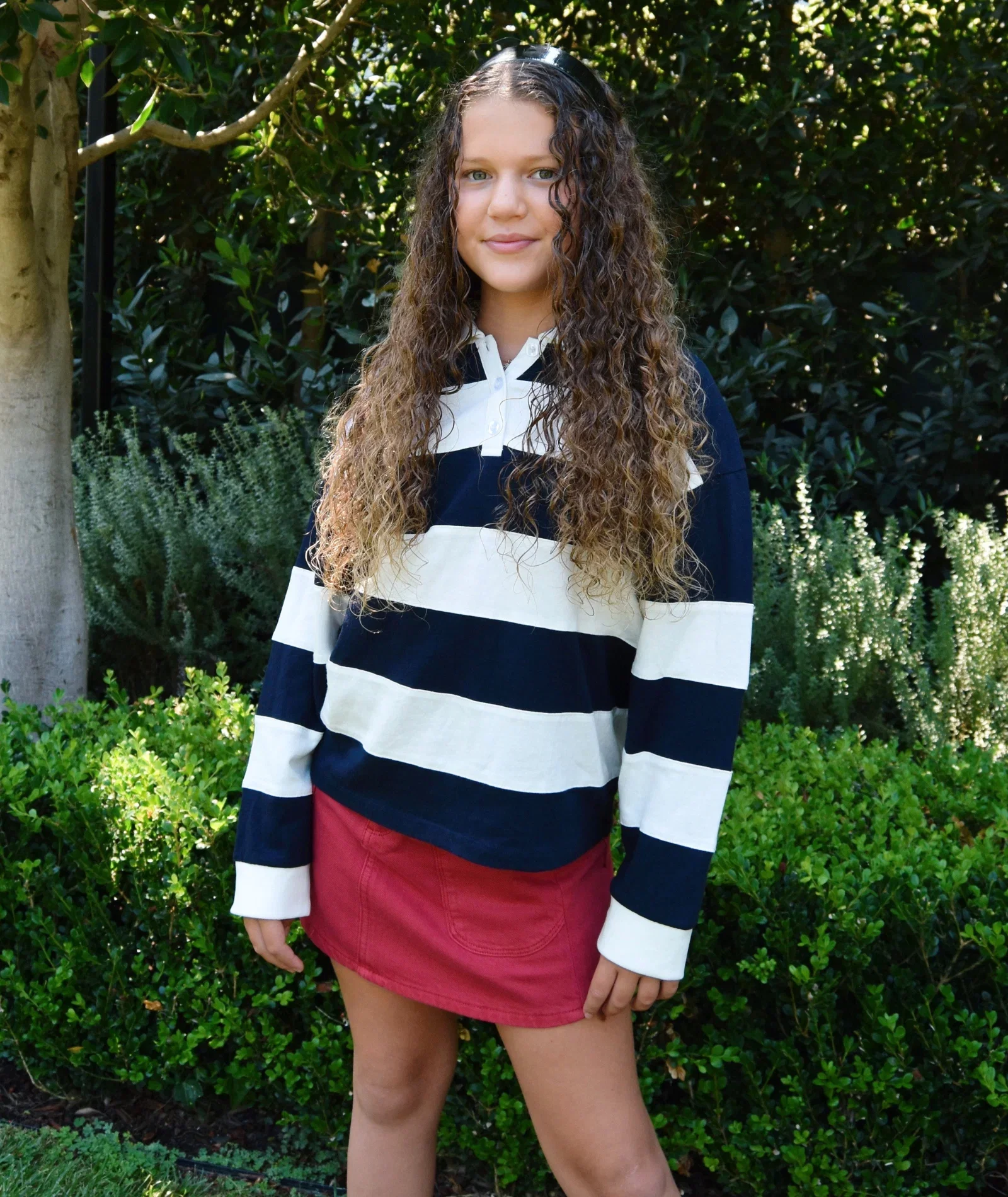 Image of Katie J NYC Girls Boheme Evening Blue Striped Rugby Top