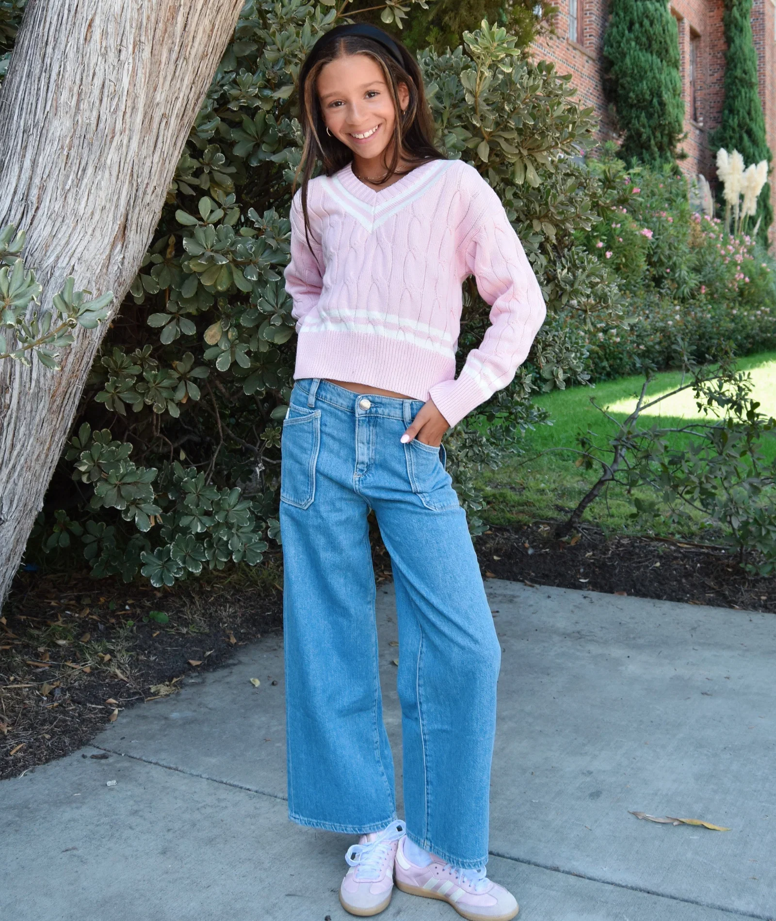 Image of DL1961 Girls Lily Skyfade Aura Wide Leg Jeans