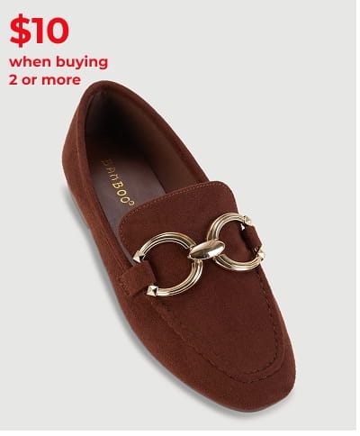 Shop Faux Suede Loafers with Metallic Pendant