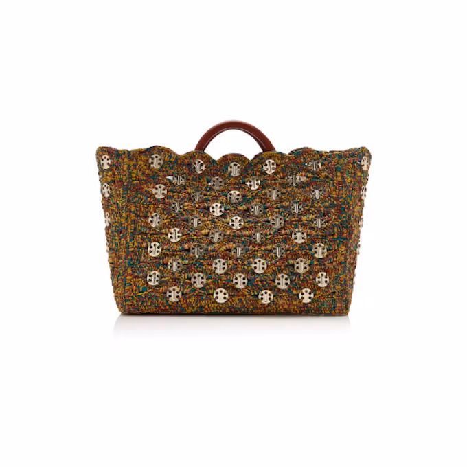 Embellished Raffia Tote Bag