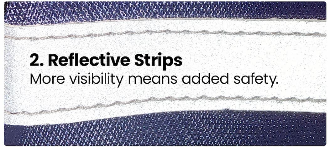 2. Reflective strip: more visibility means added safety.