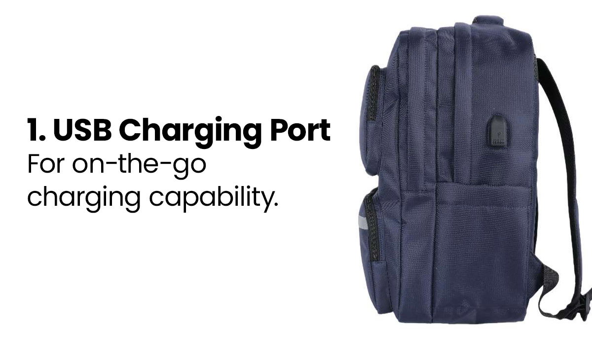 1. USB charging port: for on-the-go charging capability.