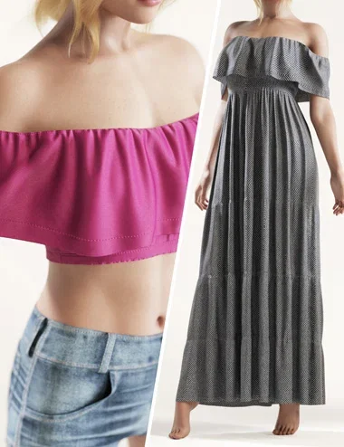 dForce Off Shoulder Summer Dress for Genesis 9