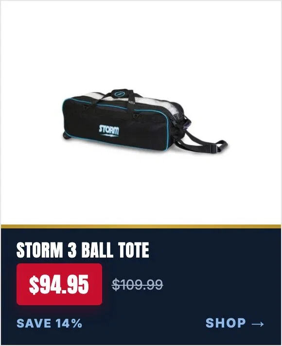 Storm 3 Ball Tournament Roller Tote Black Blue bowling bag
