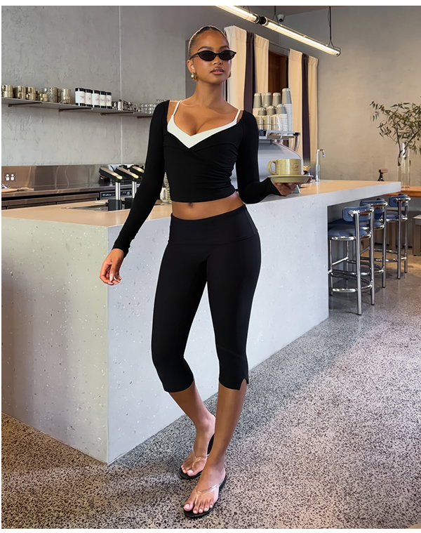 TURBO FOLDOVER CAPRI PANTS BLACK