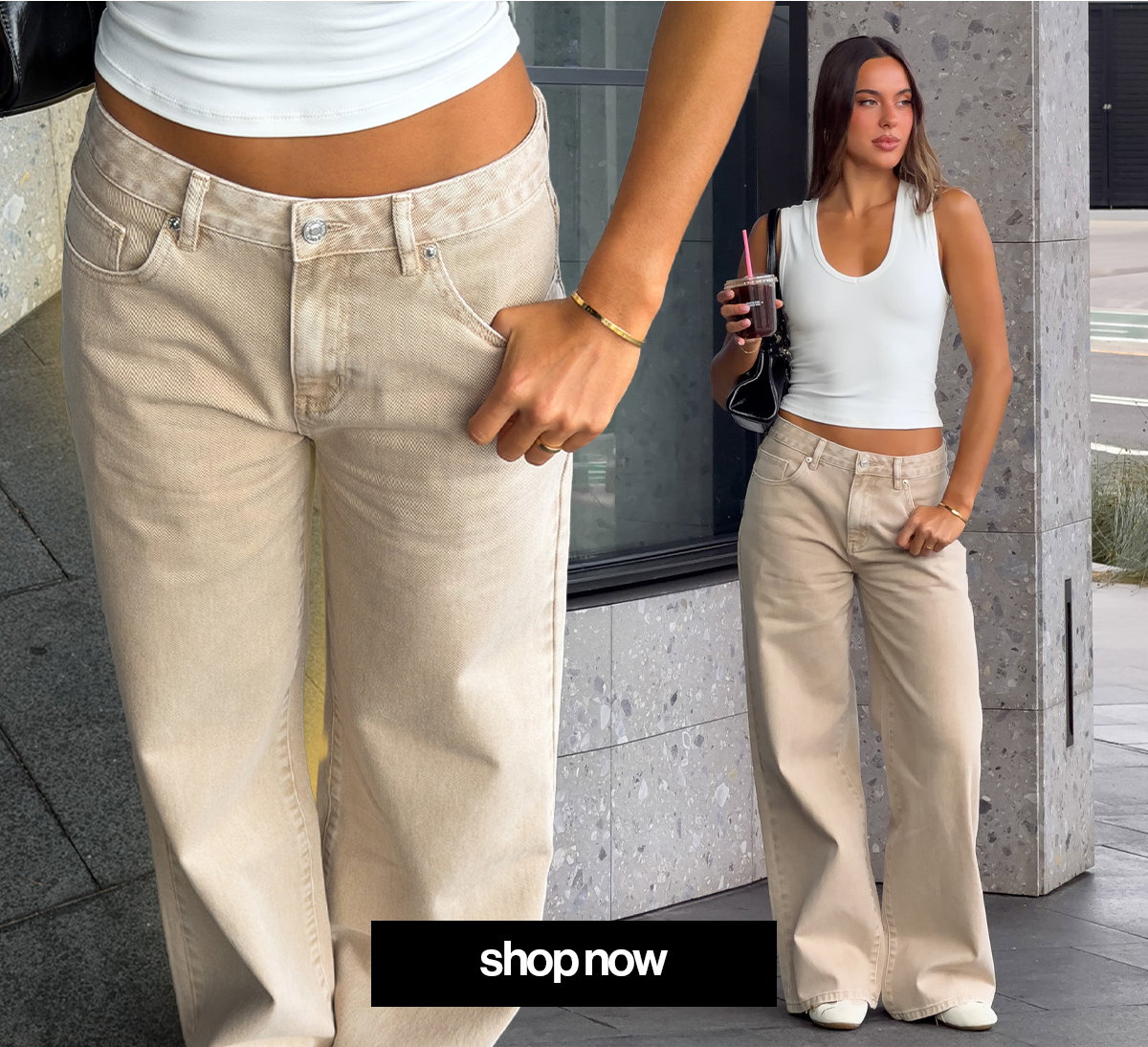 JUST MY TYPE MID RISE WIDE LEG JEANS
