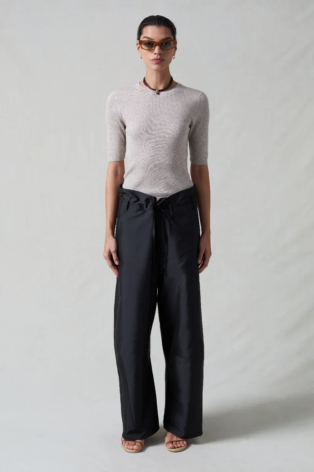 Image of Techno Taffeta Barrel Pant Black