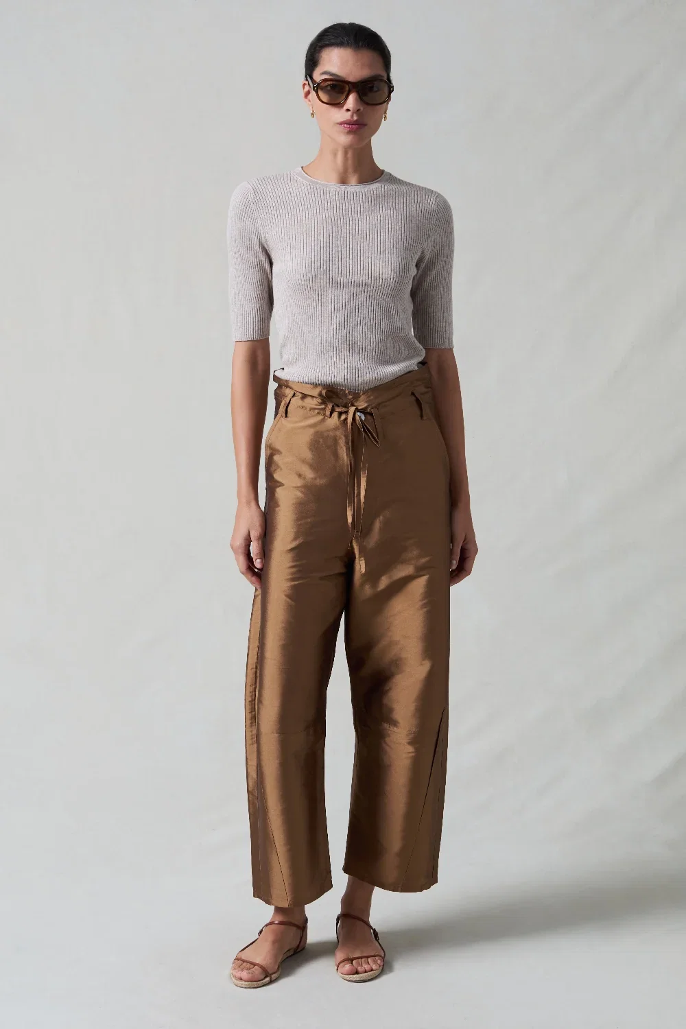 Image of Techno Taffeta Barrel Pant Bronze
