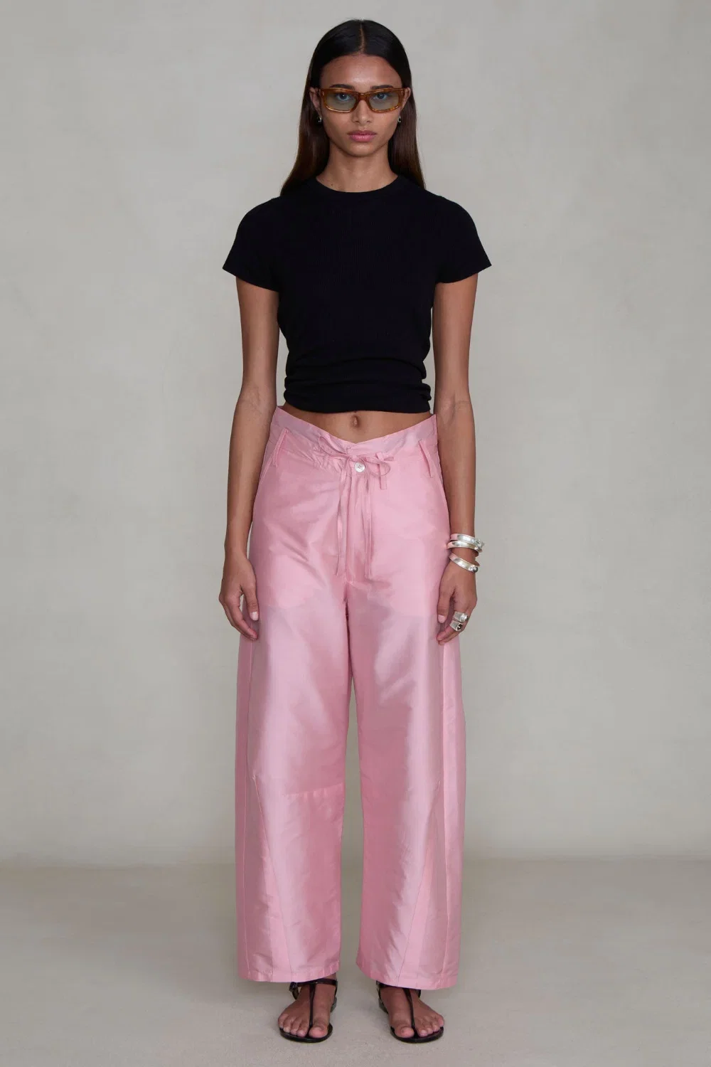 Image of Techno Taffeta Barrel Pant Rose