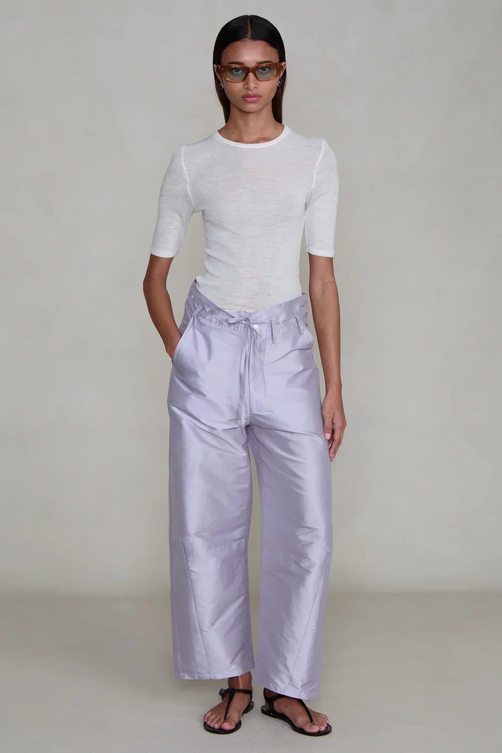 Image of Techno Taffeta Barrel Pant Lilac