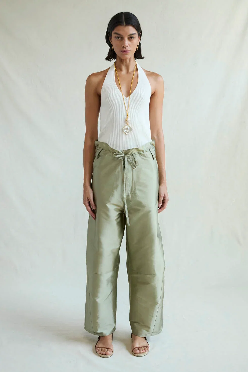 Image of Techno Taffeta Barrel Pant Sage