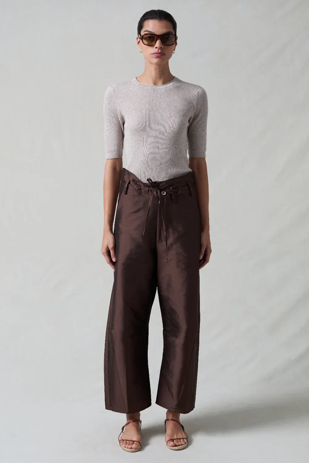Image of Techno Taffeta Barrel Pant Chocolate