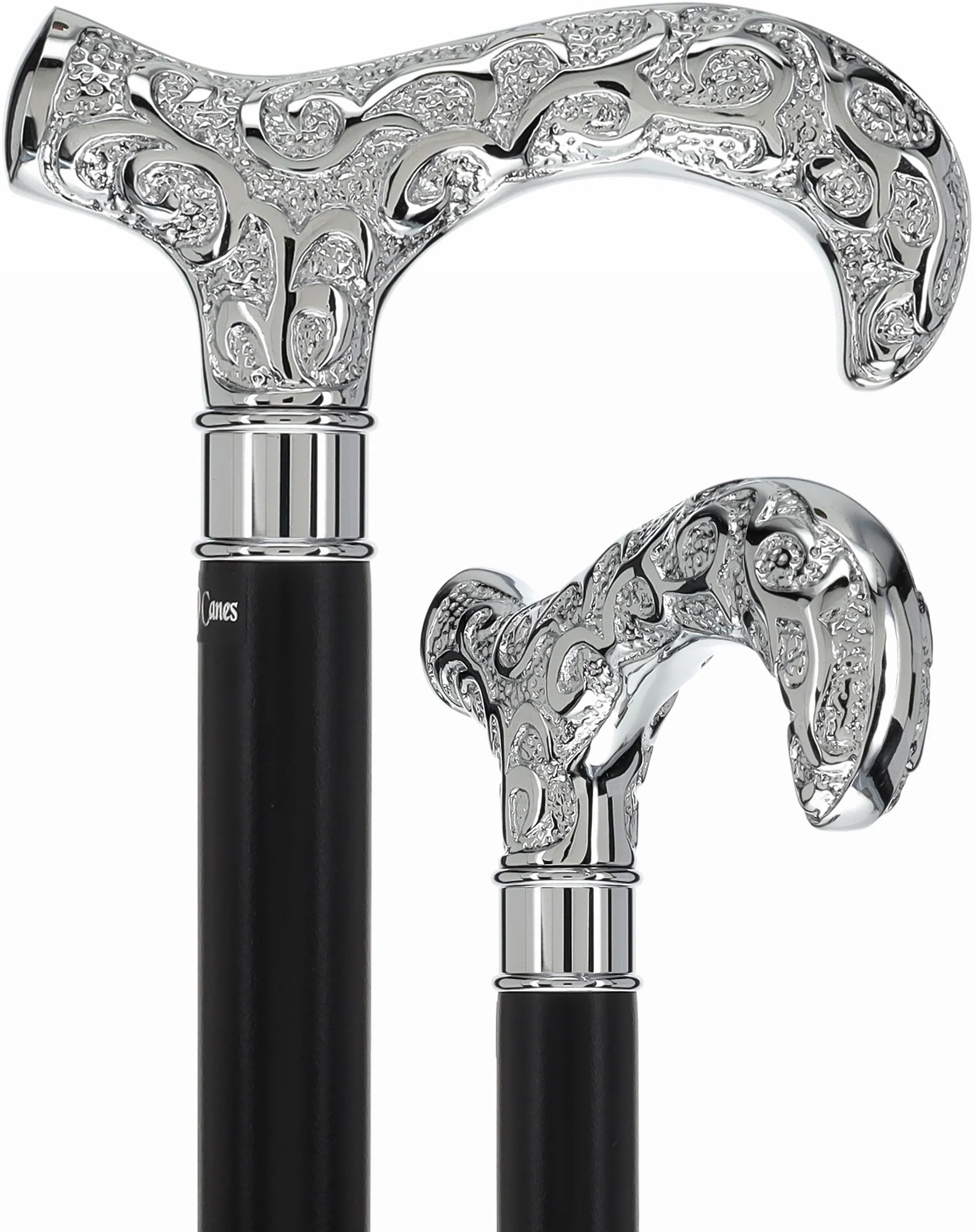 Image of Extra Strong Silver Scroll Derby Cane: Beechwood, Silver