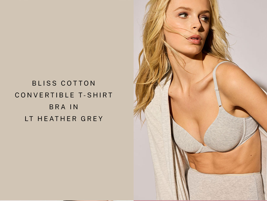Bliss Cotton Convertible T-Shirt Bra in LT Heather Grey