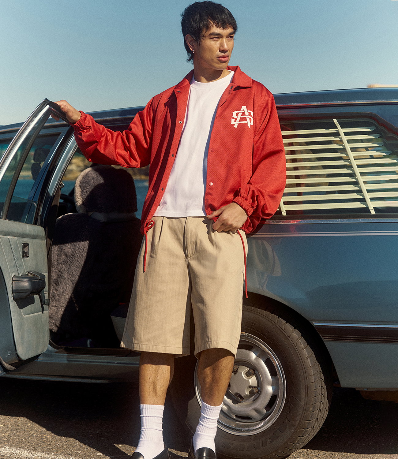 Monogram Coach Jacket in Red