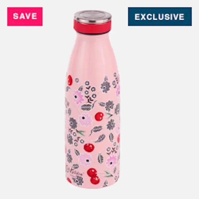 Cath Kidston Cherry Stainless Steel Water Bottle, 350ml