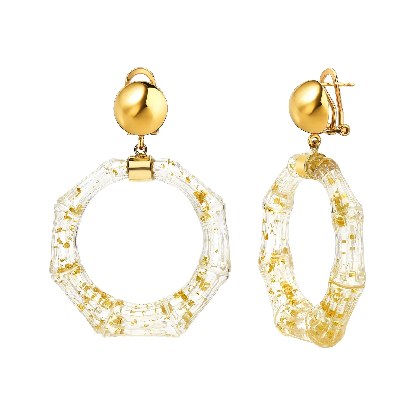Image of SAMPLE SALE - Clear Lucite Bamboo Door Knocker Earrings