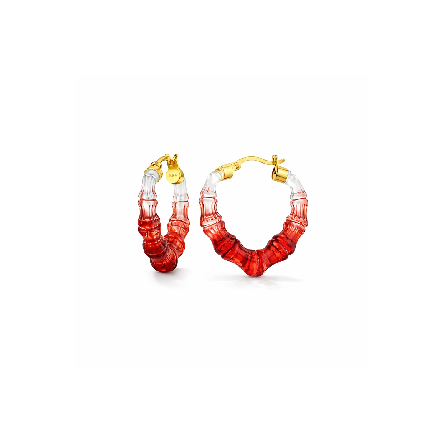Image of Mini Heart Bamboo Hoop Earrings