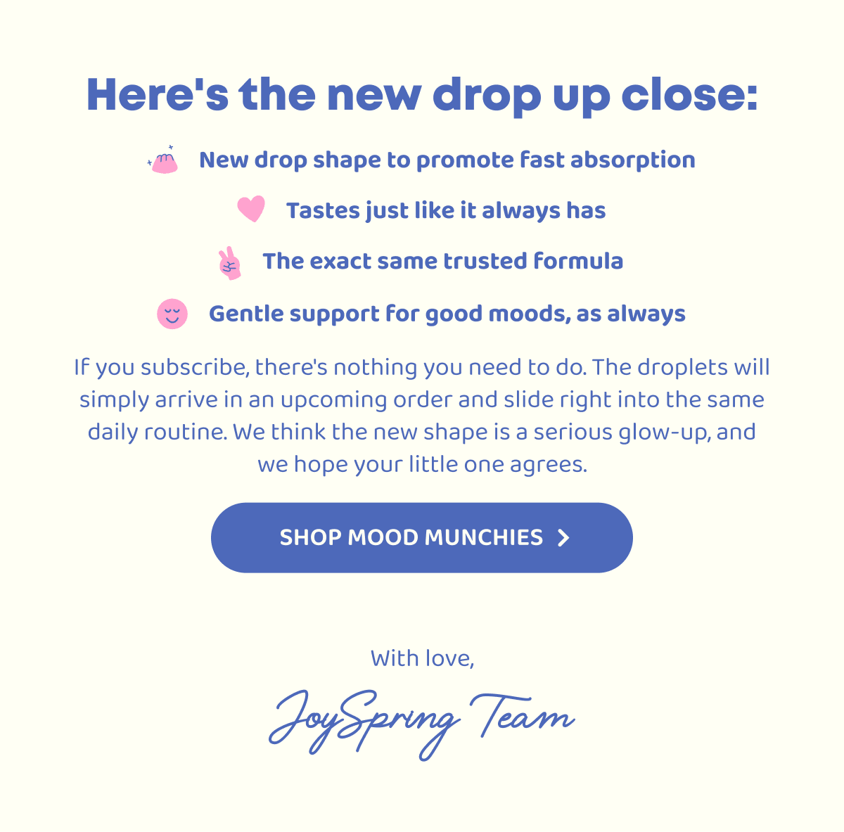 Here's the new drop up close: