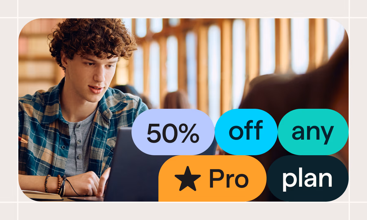 Limited time 50% off any pro plan