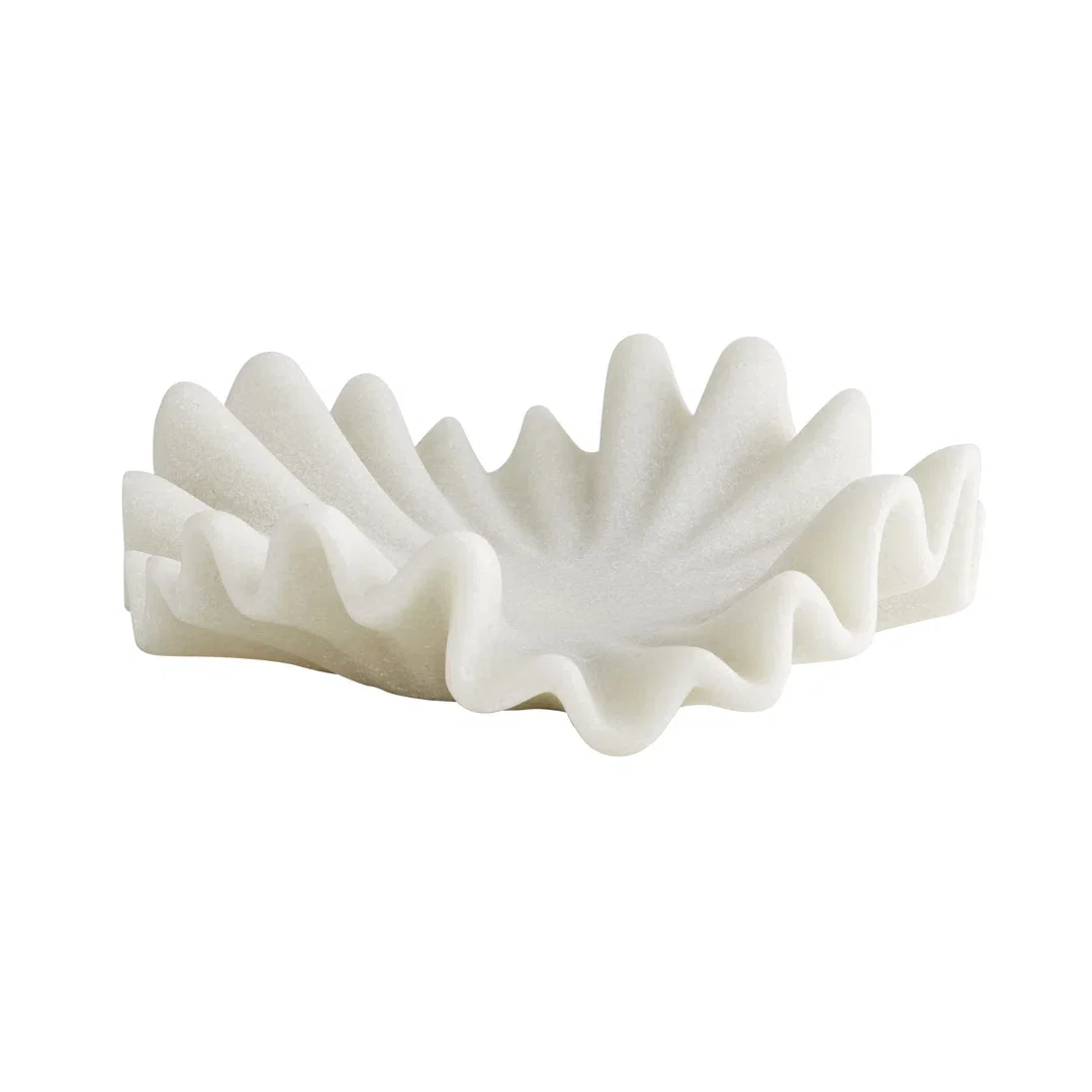 Flora Marble Abstract Coastal Decorative Plate in White