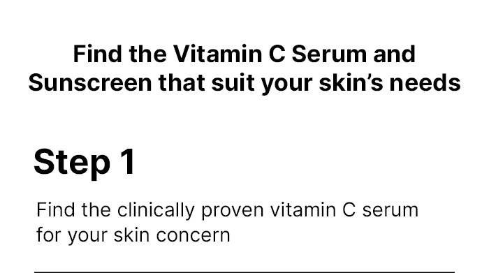 Step 1: Find the clically proven vitamin C serum for your skin concern.